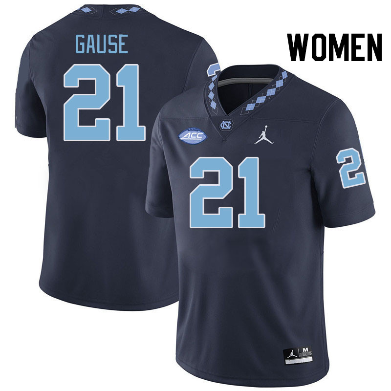 Women #21 Davion Gause North Carolina Tar Heels College Football Jerseys Stitched-Navy